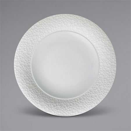 Oneida 9 in. Francia Bright White Embossed Wide Rim Porcelain Plate