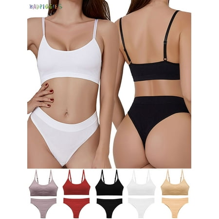 BadPiggies 5-Pack Women s Soft Padded Bralette Wireless Bra and Panties Set Sports Bra Underwear Suit Adjustable M
BadPiggies 5-Pack Women s Soft Padded Bralette Wireless Bra and Panties Set Sports Bra Underwear Suit Adjustable M