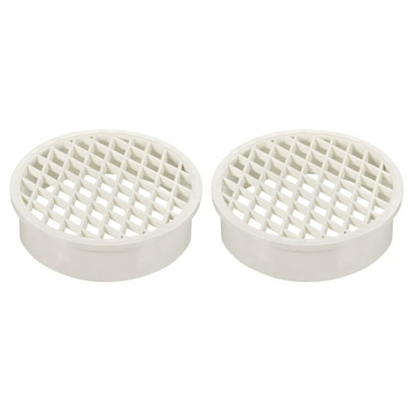 102mm OD PVC Grid Cover Strainer Straight Insert Floor Drain White 2 Pack