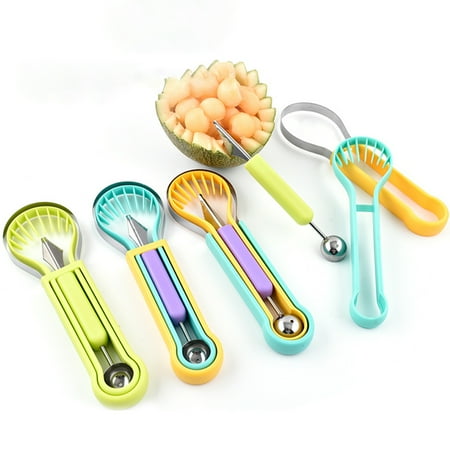 Hopeup 1 Set Fruit Digger Easy to Clean Stacked Design Rustproof Non-slip Good Grip 3 in 1 Stainless Steel Fruit Cutter Digging Watermelon Scoop for Restaurant
Hopeup 1 Set Fruit Digger Easy to Clean Stacked Design Rustproof Non-slip Good Grip 3 in 1 Stainless Steel Fruit Cutter Digging Watermelon Scoop for Restaurant