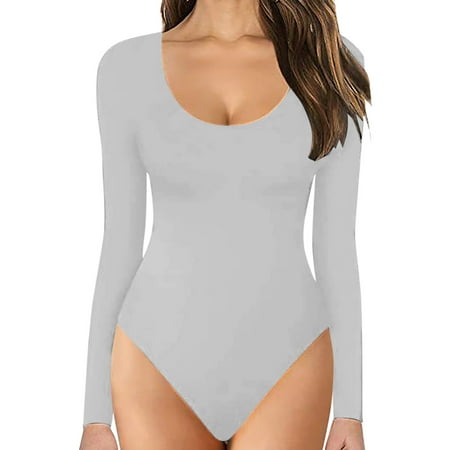 Womens Round Neck Low Neck Long Sleeve Bodysuit Bottoming Shirt Jumpsuit Jumpsuit Women s Jumpsuits And Rompers Gray L
Womens Round Neck Low Neck Long Sleeve Bodysuit Bottoming Shirt Jumpsuit Jumpsuit Women s Jumpsuits And Rompers Gray L