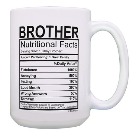 ThisWear Brother Coffee Mug Brother Nutritional Facts Mug Brother Sister Gifts 15oz Coffee Mug
ThisWear Brother Coffee Mug Brother Nutritional Facts Mug Brother Sister Gifts 15oz Coffee Mug