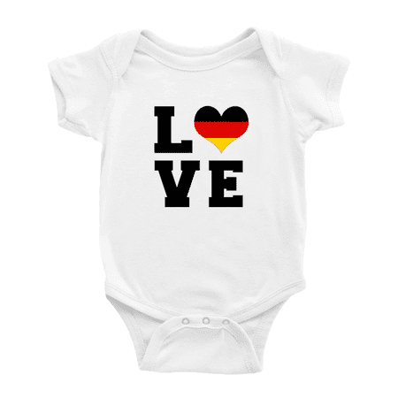 Love Germany Flag Heart Boy Girl Bodysuits (White 18-24 Months)