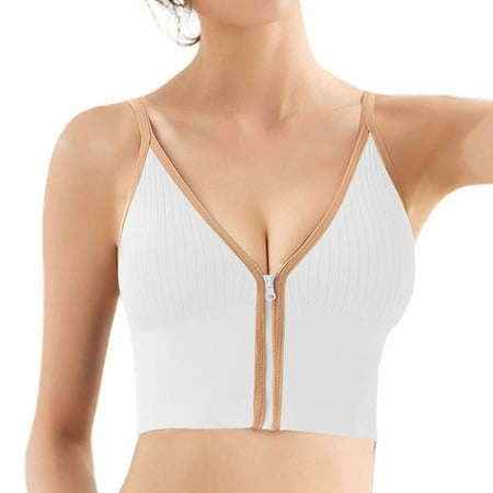 Ksruee Womens Zip Front Bra Yoga Post Surgery Bra Activewear Brassiere