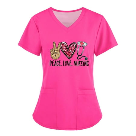 Alrise Pink Summer Plus Size Scrubs Top for Women Fashion Print Short Sleeve T-Shirt V-Neck Pockets Workwear Blouse Small
Alrise Pink Summer Plus Size Scrubs Top for Women Fashion Print Short Sleeve T-Shirt V-Neck Pockets Workwear Blouse Small