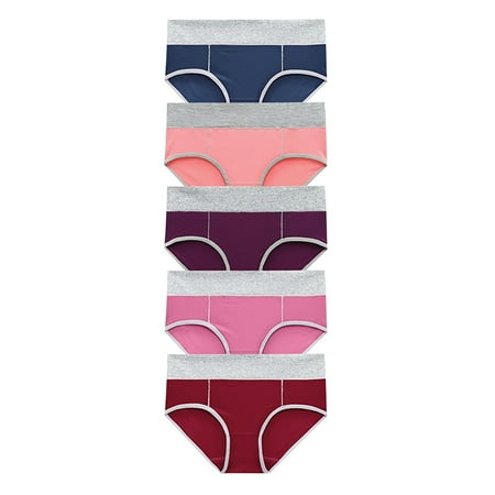Inkach 5Pc Women Solid Color Patchwork Briefs Underwear Bikini Underpants 
Inkach 5Pc Women Solid Color Patchwork Briefs Underwear Bikini Underpants