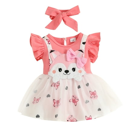 Blotona Baby Girls Romper Set Fly Sleeve Crew Neck Cartoon Fox Tulle A-line Dress with Headband
Blotona Baby Girls Romper Set Fly Sleeve Crew Neck Cartoon Fox Tulle A-line Dress with Headband