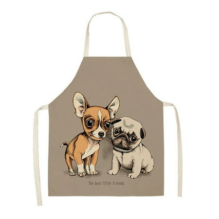 Apron Adult Cotton And Linen Apron Animal Series Printed Apron Household Cleaning Coverall Sausage Dog Apron Parent Child Apron