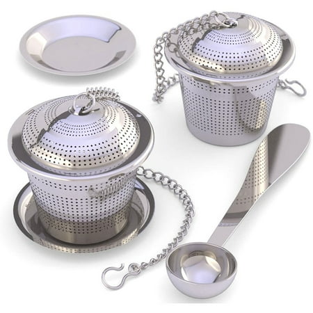 Ocnvlia Loose Leaf Tea Infuser (Set of 2) with Tea Scoop and Drip Tray - Ultra Stainless Steel Strainer & Steepe Silver
Ocnvlia Loose Leaf Tea Infuser (Set of 2) with Tea Scoop and Drip Tray - Ultra Stainless Steel Strainer & Steepe Silver