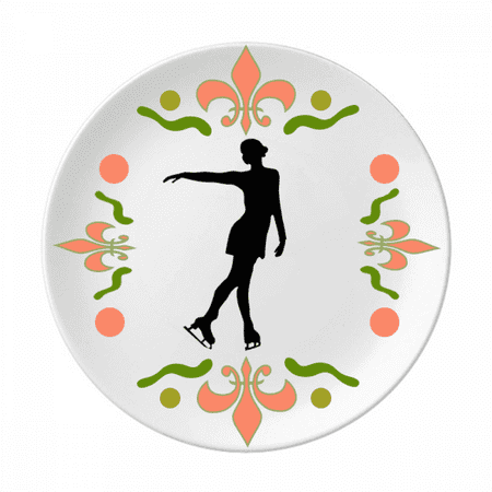 Winter Female Skating Sport Pattern Flower Ceramics Plate Tableware Dinner Dish