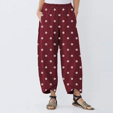 Womens Cotton Linen Capri Pants Summer Elastic Waisted Casual Pants Wide Leg Loose Fit Comfy Pajama Beach Trousers CHMORA(Red L)
Womens Cotton Linen Capri Pants Summer Elastic Waisted Casual Pants Wide Leg Loose Fit Comfy Pajama Beach Trousers CHMORA(Red L)