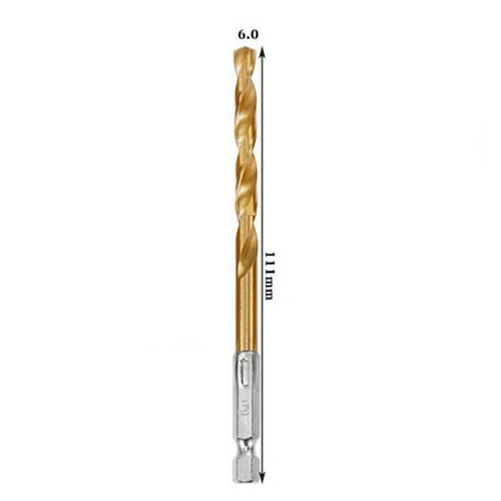1Pc Hss High Speed Steel Titanium Coated Drill Bit 1/4 Hex Shank 1.5mm-6.5mm