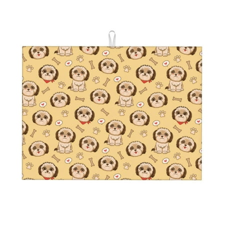 Dish Drying Mats for Kitchen Counter - love Cute Dog Puppy 18x24in Dish Drying Pad Coffee Mat with Hanging Loop Super Absorbent Kitchen Counter Mat Coffee Bar Accessories 
Dish Drying Mats for Kitchen Counter - love Cute Dog Puppy 18x24in Dish Drying Pad Coffee Mat with Hanging Loop Super Absorbent Kitchen Counter Mat Coffee Bar Accessories