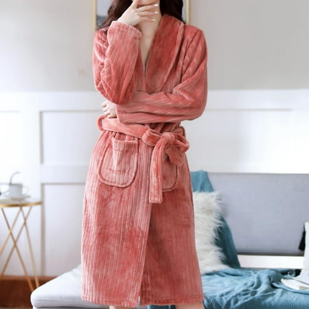STEADY Ladies Flannel Solid Color Vertical Lines Bandage Pocket Warm Pajamas Nightgown
STEADY Ladies Flannel Solid Color Vertical Lines Bandage Pocket Warm Pajamas Nightgown