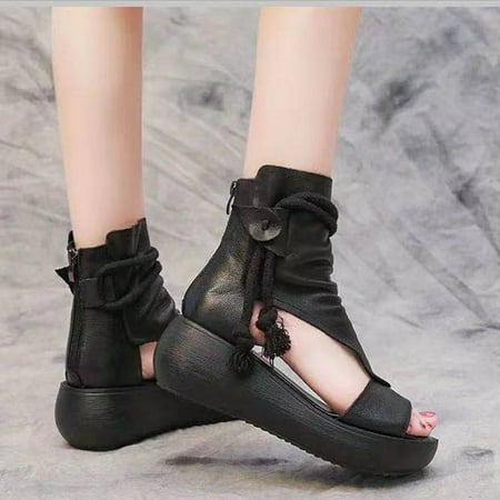 AXXD Black Wedge Sandals for Women 6.5 Summer Roman Fish Mouth Shoes Thick Bottom Cake Sandals
AXXD Black Wedge Sandals for Women 6.5 Summer Roman Fish Mouth Shoes Thick Bottom Cake Sandals