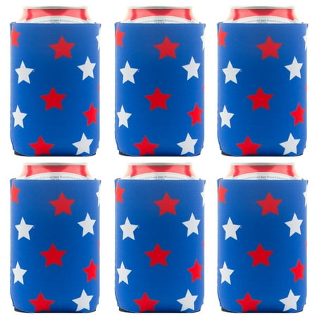 6PC Sleeves Neoprene Flag Collapsible Cooler for Can American Cans Kitchen,Dining & Bar Double Bag
