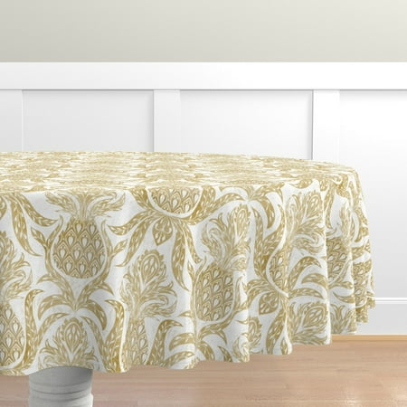 Cotton Sateen Tablecloth 70 Round - Golden Pineapple Farmhouse Modern White Neutral Vintage Damask Print Custom Table Linens by Spoonflower
Cotton Sateen Tablecloth 70 Round - Golden Pineapple Farmhouse Modern White Neutral Vintage Damask Print Custom Table Linens by Spoonflower