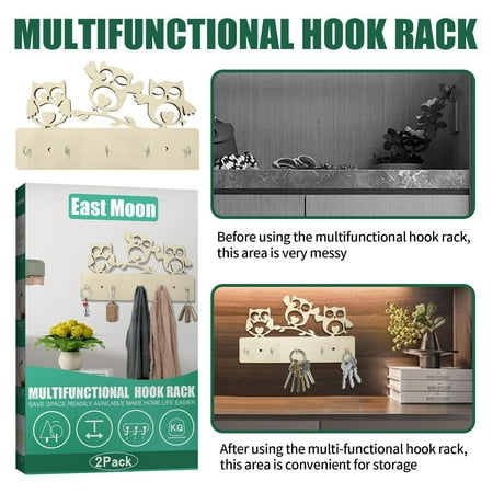 Owl Multifunctional Creative Wooden Hook Rack