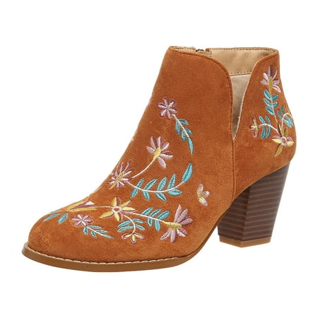OJSFQUFP Womens Shoes Winter Warm Boots Fashion Women Flock Autumn Square Heels Zipper Flower Embroidery Short Booties Round Toe Shoes Biker Boots Women Brown 6
OJSFQUFP Womens Shoes Winter Warm Boots Fashion Women Flock Autumn Square Heels Zipper Flower Embroidery Short Booties Round Toe Shoes Biker Boots Women Brown 6