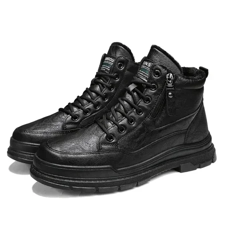 Men‘s Warm Fleece Anti-skid Wear-resistant Ankle Boots Winter