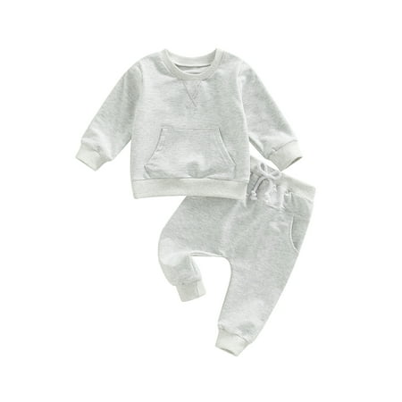 Sunisery Toddler Baby Girls Boys 2Pcs Outfits Solid Color Long Sleeve Pocket Sweatshirts Tops + Elastic Waist Long Pants Light Gray 12-18 Months
Sunisery Toddler Baby Girls Boys 2Pcs Outfits Solid Color Long Sleeve Pocket Sweatshirts Tops + Elastic Waist Long Pants Light Gray 12-18 Months