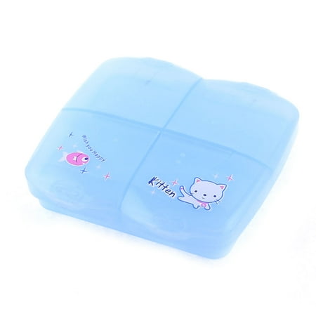 Unique Bargains Blue Square 5 Compartments Earrings Jewelry Organizer Storage Box Case