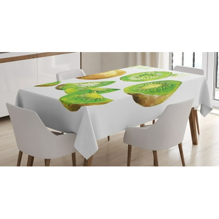 

Fruit Tablecloth Whole and Sliced Kiwis Watercolor Tropical Food Exotic Vegan Options Rectangular Table Cover for Dining Room Kitchen 60 X 90 Inches Apple Green and Pale Brown by Ambesonne