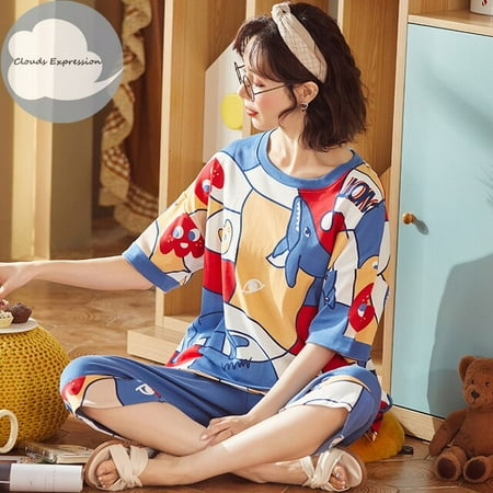 QWZNDZGR Brand New Knitted Cotton Summer Short Sleeved Plus Size M-5XL Women Pajamas Set Pyjamas Women Sleepwear Cute Cartoon Pijamas
QWZNDZGR Brand New Knitted Cotton Summer Short Sleeved Plus Size M-5XL Women Pajamas Set Pyjamas Women Sleepwear Cute Cartoon Pijamas