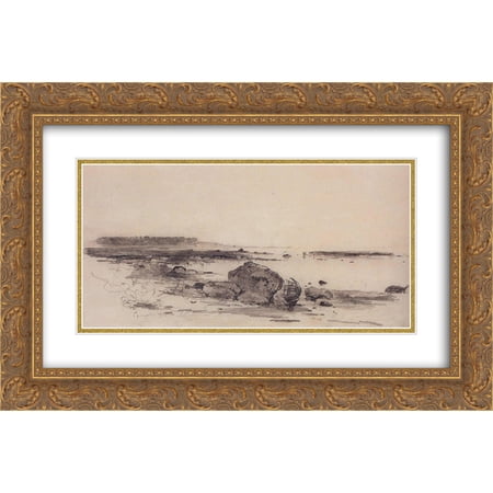 Aleksey Savrasov 2x Matted 24x18 Gold Ornate Framed Art Print 'Beach'