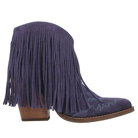 Dingo Womens Tangles Fringe Snip Toe Pull On Casual Boots Ankle High Heel 3 & Up