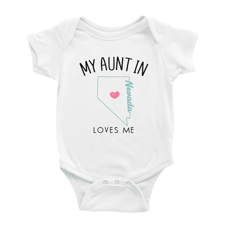 My Aunt In Nevada Loves Me Baby Short Sleeve Romper Bodysuits 0-3 Months
