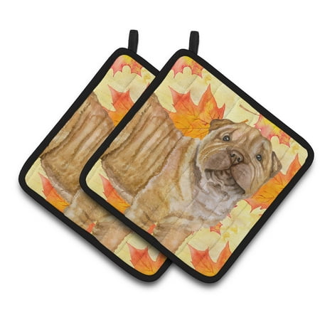 Caroline s Treasures Shar Pei Puppy Fall Pair of Pot Holders