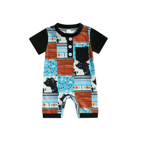Qtinghua Western Baby Boy Girl Summer Clothes Cow Print Short Sleeve Romper Playsuit Jumpsuit Shorts Outfits Black 6-12 Months
Qtinghua Western Baby Boy Girl Summer Clothes Cow Print Short Sleeve Romper Playsuit Jumpsuit Shorts Outfits Black 6-12 Months