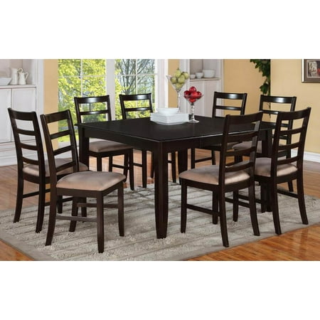 9-Pc Dining Table and Counter Stool Set in Cappuccino Finish