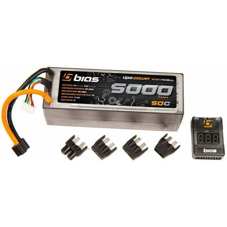 Bias 50C 4S 5000mAh 14.8V LiPo Hard Case Battery UNI Plug (EC3/Deans/Traxxas/Tamiya) for RC Car, Truck, Buggy, Boat, Heli, and Drone