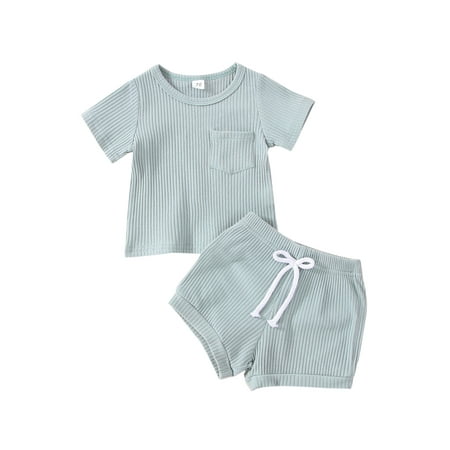 Canrulo 6 Colors Summer Causal Baby Boys Girls Clothes Solid Short Sleeve Knit Pocket T Shirts Shorts Sets Light Blue 3-6 Months
Canrulo 6 Colors Summer Causal Baby Boys Girls Clothes Solid Short Sleeve Knit Pocket T Shirts Shorts Sets Light Blue 3-6 Months
