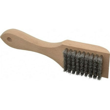Weiler - 6 Rows x 9 Columns Aluminum Scratch Brush - 6-3/4 Brush Width 6-3/4 OAL 1/2 Trim Length Wood Handle (16 Pack)