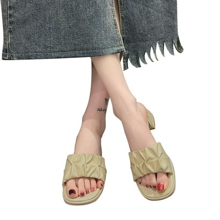 ZIZOCWA Elegant Slippers Women Simple Flat Bottom Fashion Sandals Pu Leather Pleated Non Slip Slipper Ladies Casual Square Heels Sandals Yellow Size8
ZIZOCWA Elegant Slippers Women Simple Flat Bottom Fashion Sandals Pu Leather Pleated Non Slip Slipper Ladies Casual Square Heels Sandals Yellow Size8