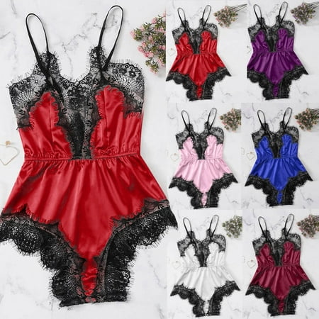Pajamas For Women Plus Size Ladies Fashion Solid Color Erotic Lace Sexy Deep V Satin Sexy Camisole One-piece Pajamas Lingerie for Women Clearance
Pajamas For Women Plus Size Ladies Fashion Solid Color Erotic Lace Sexy Deep V Satin Sexy Camisole One-piece Pajamas Lingerie for Women Clearance