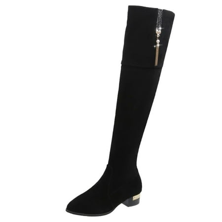 Black Boots for Women Womens Shoes Fashion Solid Color Suede Zipper Boots Rhinestone Pearl Heel Over The Knee Boots Over-The-Keen Boots for Women Flock Black
Black Boots for Women Womens Shoes Fashion Solid Color Suede Zipper Boots Rhinestone Pearl Heel Over The Knee Boots Over-The-Keen Boots for Women Flock Black