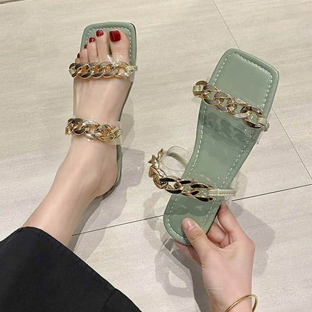 Ykohkofe Fashion Summer Women Slippers Flat Transparent Strap Open Toe Chain Solid Color Flat Casual
Ykohkofe Fashion Summer Women Slippers Flat Transparent Strap Open Toe Chain Solid Color Flat Casual