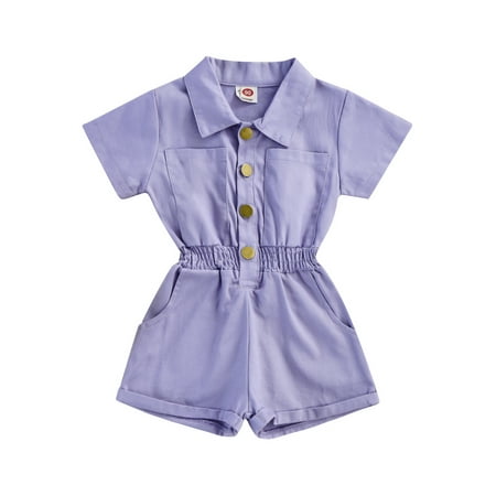 Suanret Summer Lovely Kids Baby Girls Jumpsuit Shorts Turn Down Collar Button High Waist Romper Clothes Purple 1-2 Years
Suanret Summer Lovely Kids Baby Girls Jumpsuit Shorts Turn Down Collar Button High Waist Romper Clothes Purple 1-2 Years