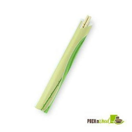 Packnwood 209BBBAG20 Green & White Sleeved Bamboo Chopsticks - 9.4 in.