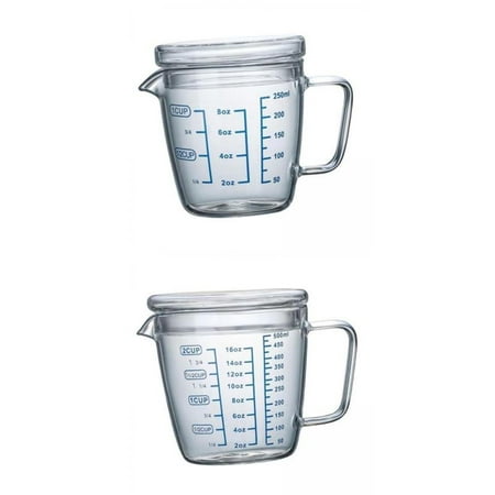 2pcs Clear Scale Glass Measuring Cup Multifunctional for Kitchen Pourin