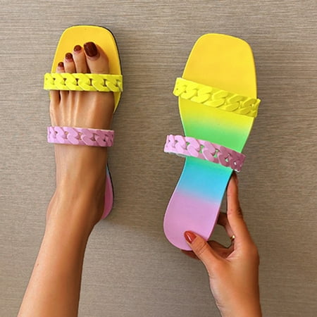 Fashion Spring And Summer Women s Rainbow Flat Beach Sandals Colorful Chain Slippers Womens Slippers Outdoor Cute House Slippers for Women Summer House Slippers for Women Flat Feet Support Travel
Fashion Spring And Summer Women s Rainbow Flat Beach Sandals Colorful Chain Slippers Womens Slippers Outdoor Cute House Slippers for Women Summer House Slippers for Women Flat Feet Support Travel