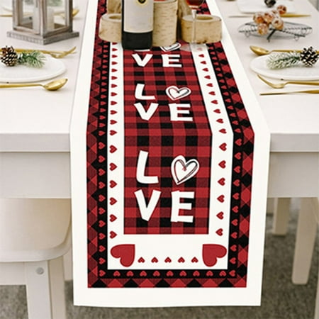 Valentine s Day Table Runner Cotton Linen Table Runner Romantic D