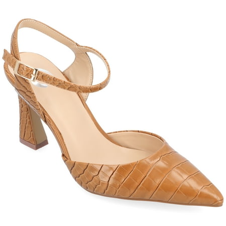 Journee Collection Womens Nixey Croco Texture Buckle Pointed Toe Pumps