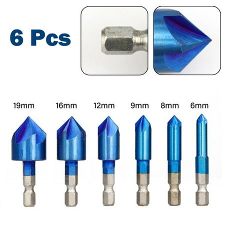 Leke 6pcs 5 Flutes Chamfer Drill Bit Set 90 Degrees HSS Chamfering Cutter 6-19mm
Leke 6pcs 5 Flutes Chamfer Drill Bit Set 90 Degrees HSS Chamfering Cutter 6-19mm