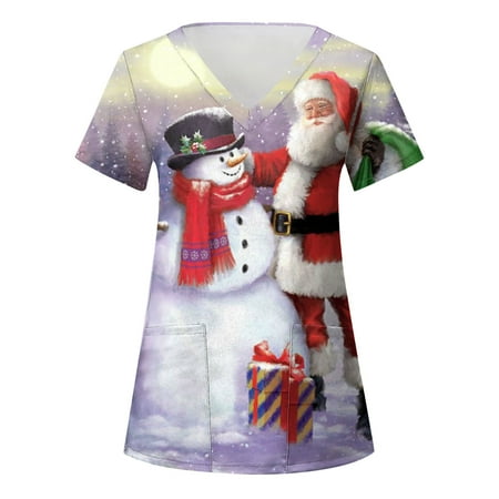 Baocc scrub tops Women s Ladies Casual Christmas Print Short Sleeve Pocket Loose Caring Workwear nursing tops Neckline Print
Baocc scrub tops Women s Ladies Casual Christmas Print Short Sleeve Pocket Loose Caring Workwear nursing tops Neckline Print