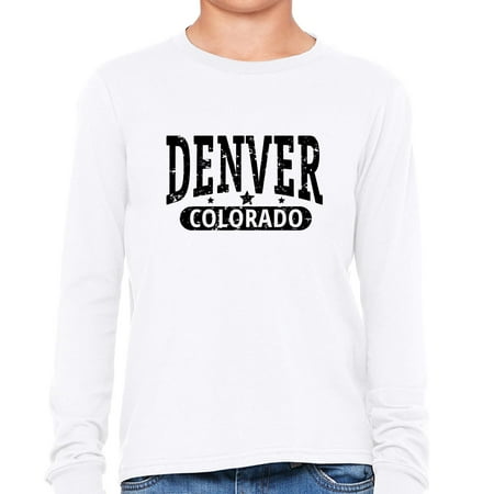 Trendy Denver, Colorado with Stars Girl's Long Sleeve T-Shirt